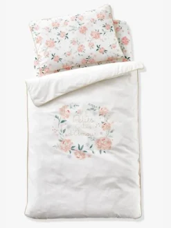 Drap-housse Bébé EAU DE ROSE écru / Rose - Vertbaudet -Linge De Lit Enfant Boutique drap housse bebe eau de rose 1