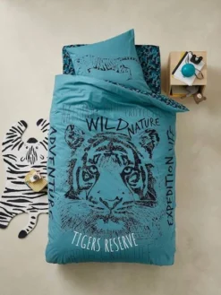 Drap-housse Enfant TIGER Bleu - Vertbaudet -Linge De Lit Enfant Boutique drap housse enfant tiger 1