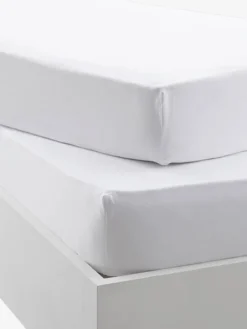 Lot De 2 Draps-housses Bébé BIO COLLECTION Blanc - Vertbaudet