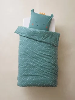 Parure Housse De Couette + Taie D'oreiller BIO* DRAGON Vert / écru - Vertbaudet 6 Parure Housse De Couette + Taie D'oreiller BIO* DRAGON Vert / écru - Vertbaudet -Linge De Lit Enfant Boutique parure housse de couette taie doreiller bio dragon 1