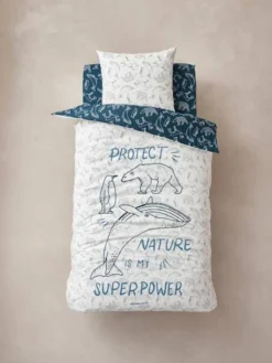 Parure Housse De Couette + Taie D'oreiller Enfant En Coton Bio* Ô MA BANQUISE Marine / écru - Vertbaudet -Linge De Lit Enfant Boutique parure housse de couette taie doreiller enfant en coton bio o ma banquise 1