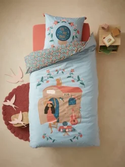 Parure Housse De Couette + Taie D'oreiller Enfant GIPSY ROULOTTE Bleu - Vertbaudet