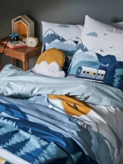 Parure Housse De Couette + Taie D'oreiller Enfant SUR LES RAILS Vert - Vertbaudet -Linge De Lit Enfant Boutique parure housse de couette taie doreiller enfant sur les rails 5