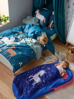 Sac De Couchage Mon Premier Readybed® Avec Matelas Intégré Et Tête De Lit LICORNE Bleu - Vertbaudet -Linge De Lit Enfant Boutique sac de couchage mon premier readybed avec matelas integre et tete de lit licorne 5