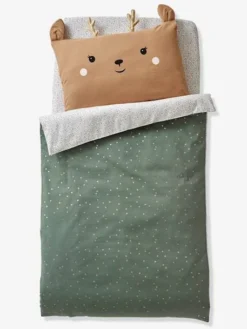 Taie D'oreiller Bébé Biche GREEN FOREST Beige - Vertbaudet -Linge De Lit Enfant Boutique taie doreiller bebe biche green forest 1